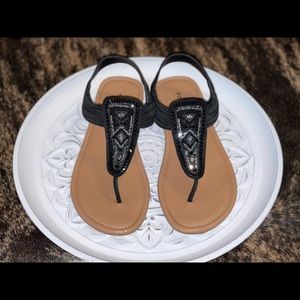 Black beaded sandals